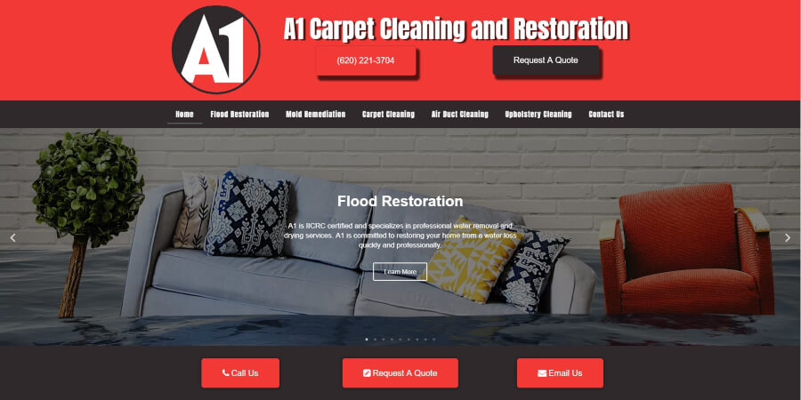 Homepage for A1 Carpet Cleaning and Restoration