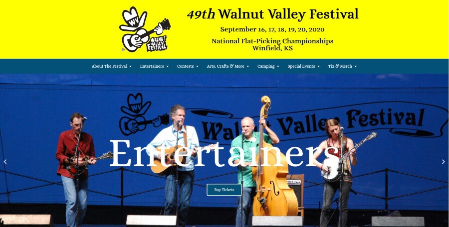 Homepage for the Walnut Valley Festival