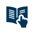 Icon of hand pointing to document