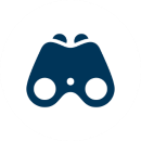 A binoculars icon representing customers and clients that are not able to find your information online