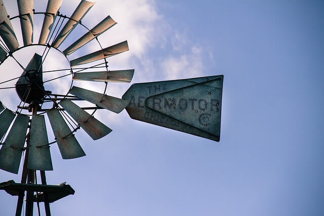 Windmill against a blue sky