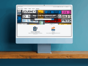 A computer monitor displaying the website, CapstoneDomains.com