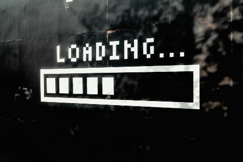 White loading bar on a background with the text "loading..."