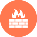 Icon: Brick wall with flames representing a firewall