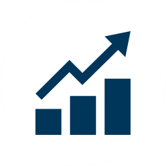 Icon of a bar graph showing an upward trend