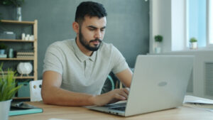 Man working on a laptop computer