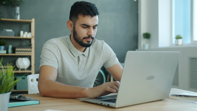 Man working on a laptop computer