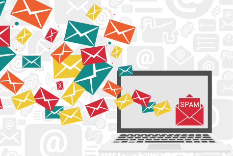 A large group of emails going to spam folders on a laptop computer